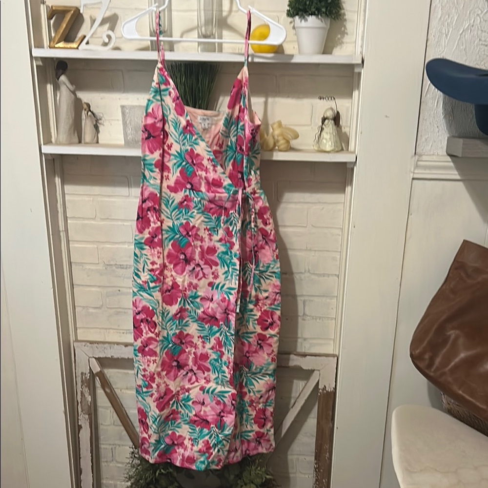 Floral Pink and Green Women's Dress